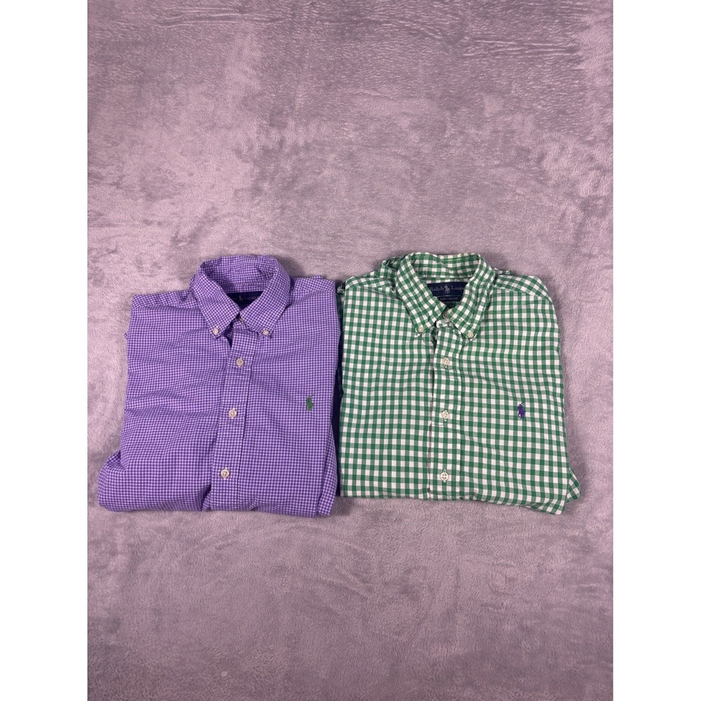 Ralph Lauren Custom Fit button-up Shirt Multicolor Lot of 2 Mens Sz Med